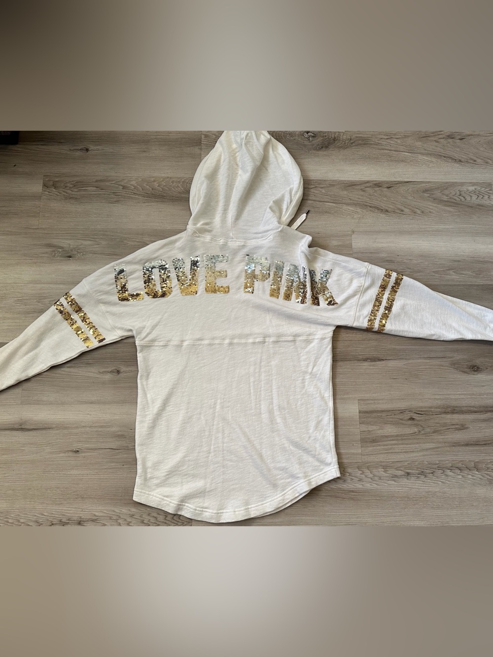 Women’s PINK Victoria Secret Oversized Cream Long Sleeve Pullover - Rare Find